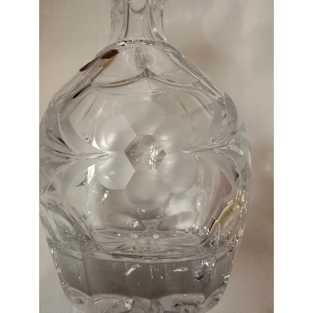 Gorham‎ Lead Crystal Whiskey Decanter Floral Diamond Cut WGermany 11 inch Clear